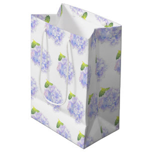 Hydrangea Watercolor Vignette Pattern Medium Gift Bag