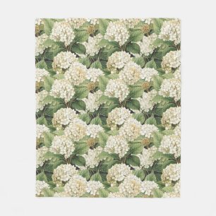 Hydrangea watercolour floral Boho retro flowers Fleece Blanket