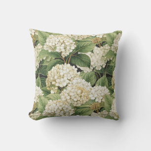 Hydrangea watercolour floral Boho retro flowers Throw Pillow