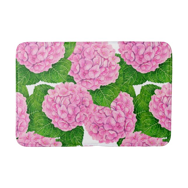 Hydrangea waterolor pattern bath mat (Front)