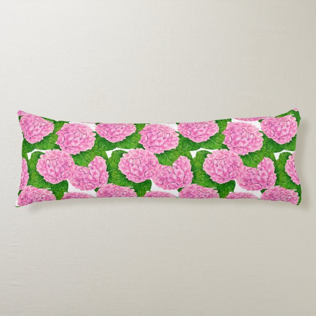 Hydrangea waterolor pattern body pillow (Front)
