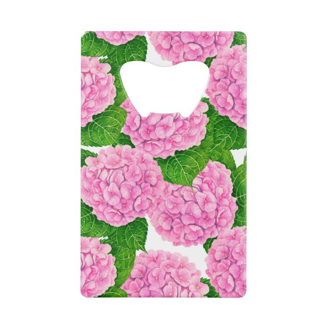 Hydrangea waterolor pattern credit card bottle opener (Front)