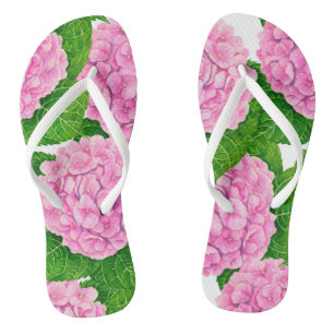 Hydrangea waterolor pattern flip flops