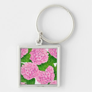 Hydrangea waterolor pattern keychain