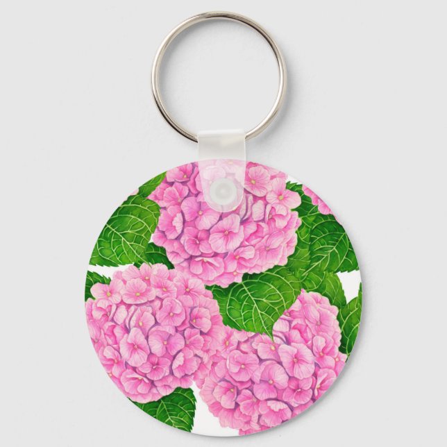 Hydrangea waterolor pattern keychain (Front)