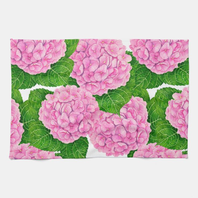 Hydrangea waterolor pattern kitchen towel (Horizontal)