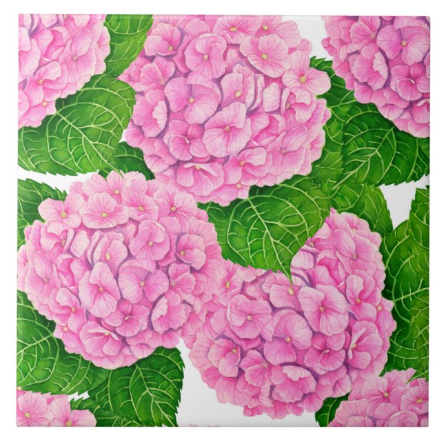 Hydrangea waterolor pattern tile (Front)