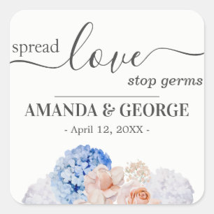 Hydrangea Wedding Hand Sanitizer favour labels