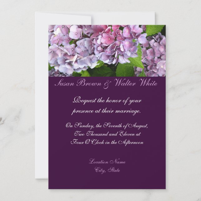 Hydrangea Wedding Invitation (Front)