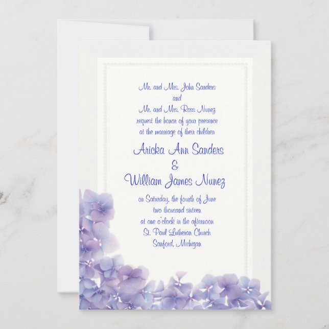 Hydrangea Wedding Invitation (Front)