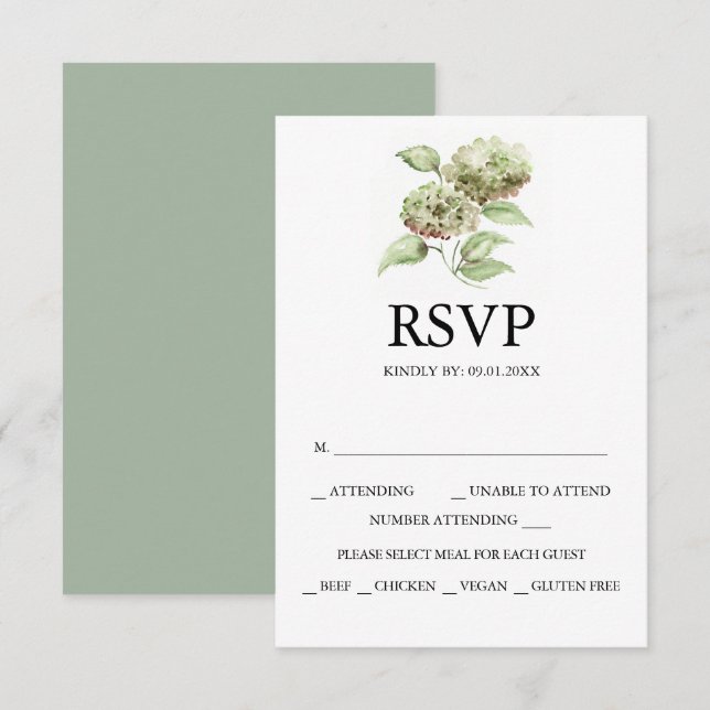 Hydrangea Wedding RSVP Cards (Front/Back)