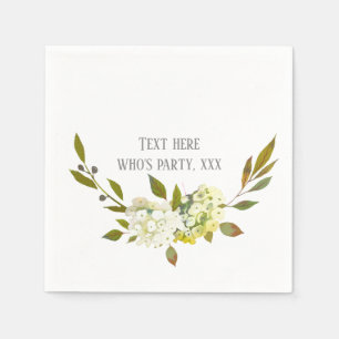 Hydrangea white floral spring flower napkin