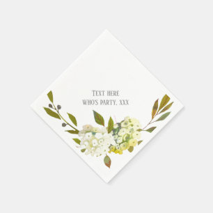 Hydrangea white floral spring flower napkin