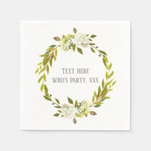 Hydrangea white floral spring flower napkin