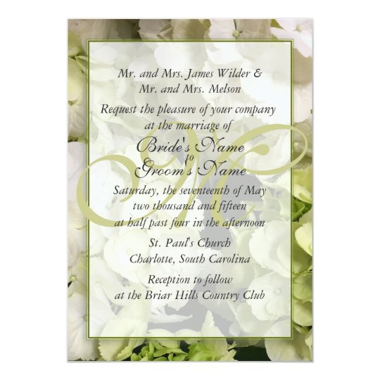 Hydrangea White Green Wedding Suite Card
