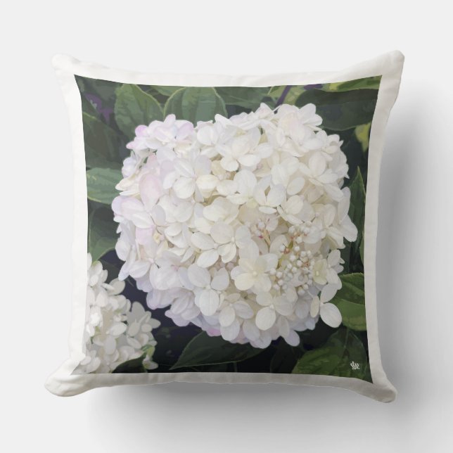 Hydrangea - White & Purple Blush - Throw Pillow (Front)