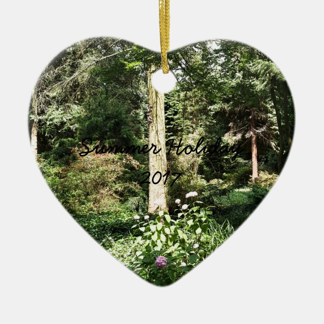Hydrangea Wood Trees Nature Photography Ceramic Ornament (Front)