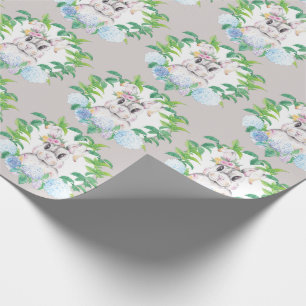 Hydrangea Wreath Bunny Elegant Easter design Wrapping Paper