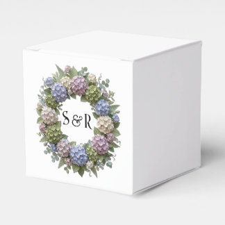 Hydrangea Wreath Monogram Wedding Favour Box