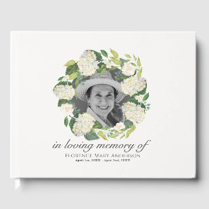 Hydrangea Wreath Photo Memorial Funeral Livre d'or