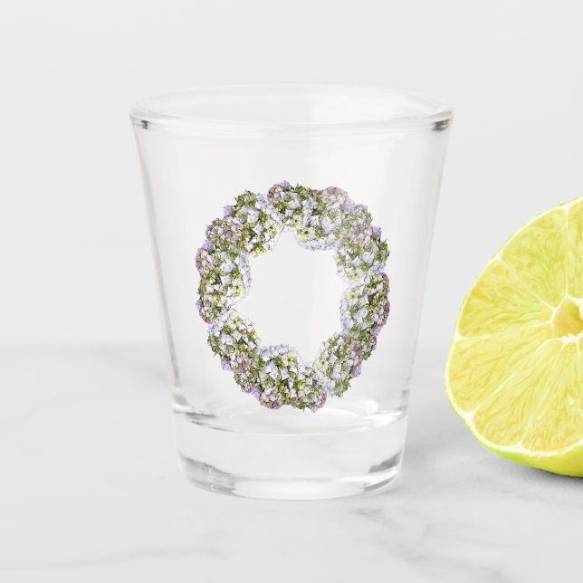 Hydrangea Wreath Shot Glass (Front)