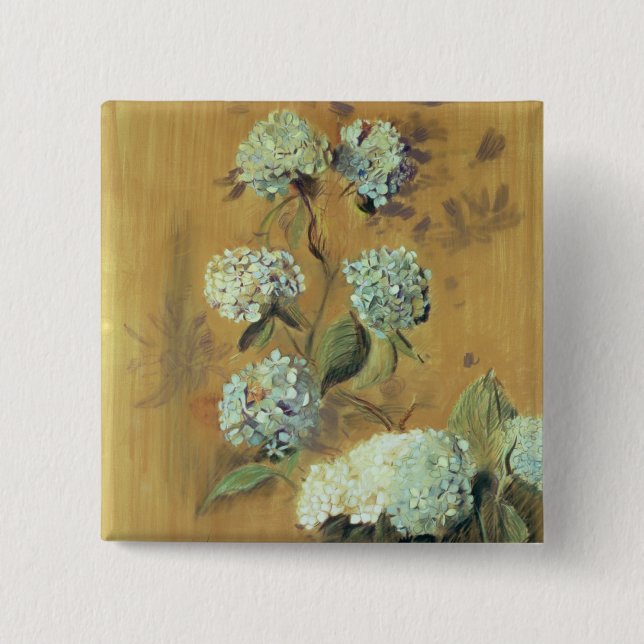 Hydrangeas 2 Inch Square Button (Front)