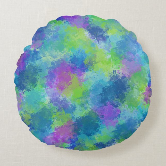 Hydrangeas Abstract Round Pillow (Front)