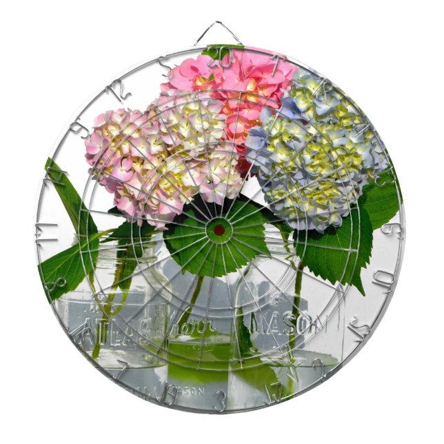 hydrangeas and mason jar dartboard (Front)