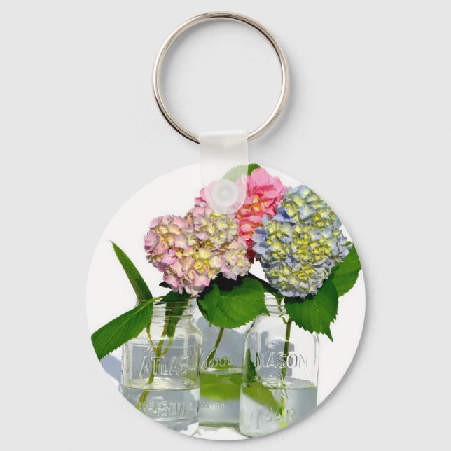 hydrangeas and mason jar keychain (Front)