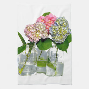 Hydrangeas and Mason jar Kitchen Towel