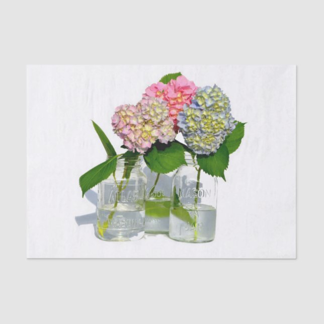 Hydrangeas and Mason jar Tissue Paper (Front)