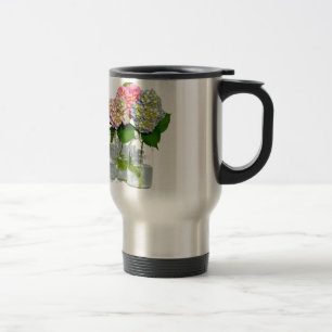 Hydrangeas and Mason jar Travel Mug