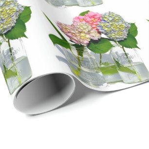 Hydrangeas and Mason jar Wrapping Paper