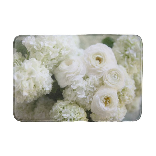 Hydrangeas and ranunculus bath mat (Front)
