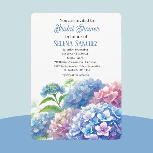 Hydrangeas Blue Floral Watercolor Bridal Shower Invitation