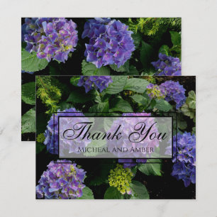 Hydrangeas blue purple floral flower garden thank you card