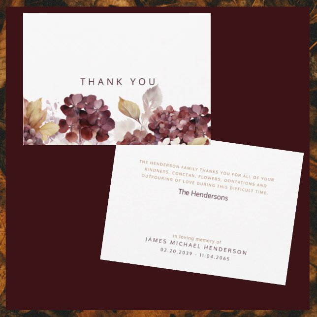 Hydrangeas Botanique Funérailles Merci simple (Créateur téléchargé)