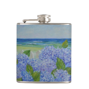 Hydrangeas By The Sea Hip Flask