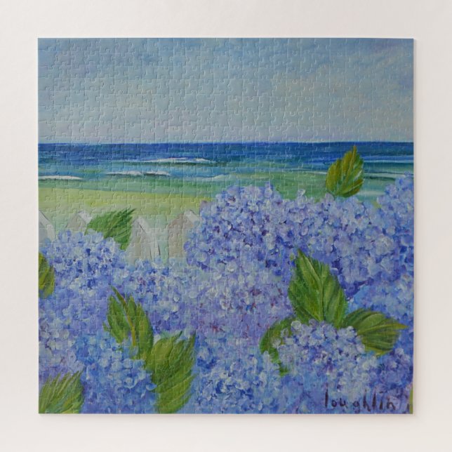Hydrangeas By The Sea Painting Jigsaw Puzzle (Vertical)
