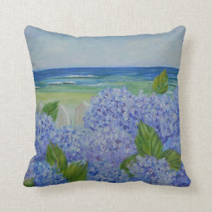 Hydrangeas By The Sea Throw Pillow