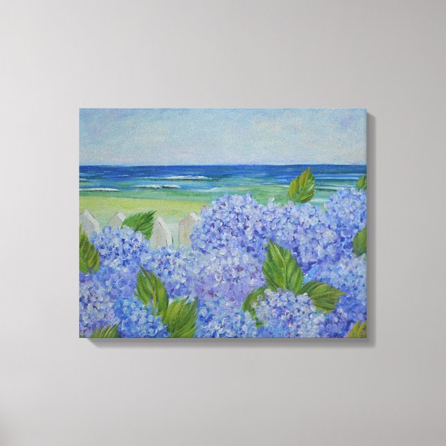 Hydrangeas By The Sea: Wrapped Canvas (Front)