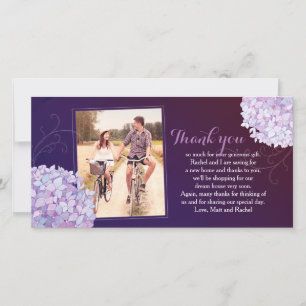Hydrangeas Deep Purple Wedding Photo Thank You