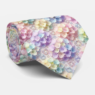  Hydrangeas & Diamonds   Pastel Rainbow Neck Tie