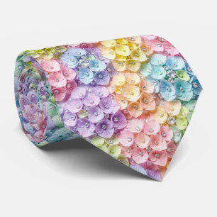  Hydrangeas & Diamonds   Pastel Rainbow Neck Tie