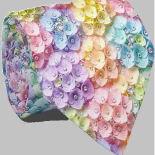 Hydrangeas & Diamonds   Pastel Rainbow Neck Tie