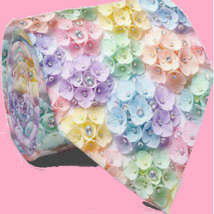  Hydrangeas & Diamonds   Pastel Rainbow Neck Tie