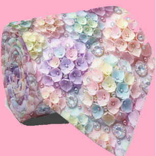  Hydrangeas & Diamonds   Pastel Rainbow Neck Tie