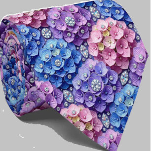 Hydrangeas & Diamonds   Wedding and Events Neck  Tie