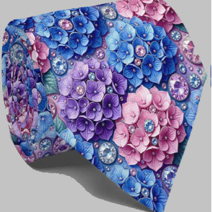  Hydrangeas & Diamonds   Wedding and Events Neck  Tie