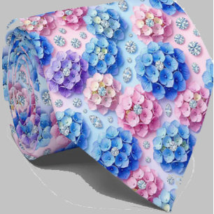  Hydrangeas & Diamonds   Wedding and Events Neck  Tie